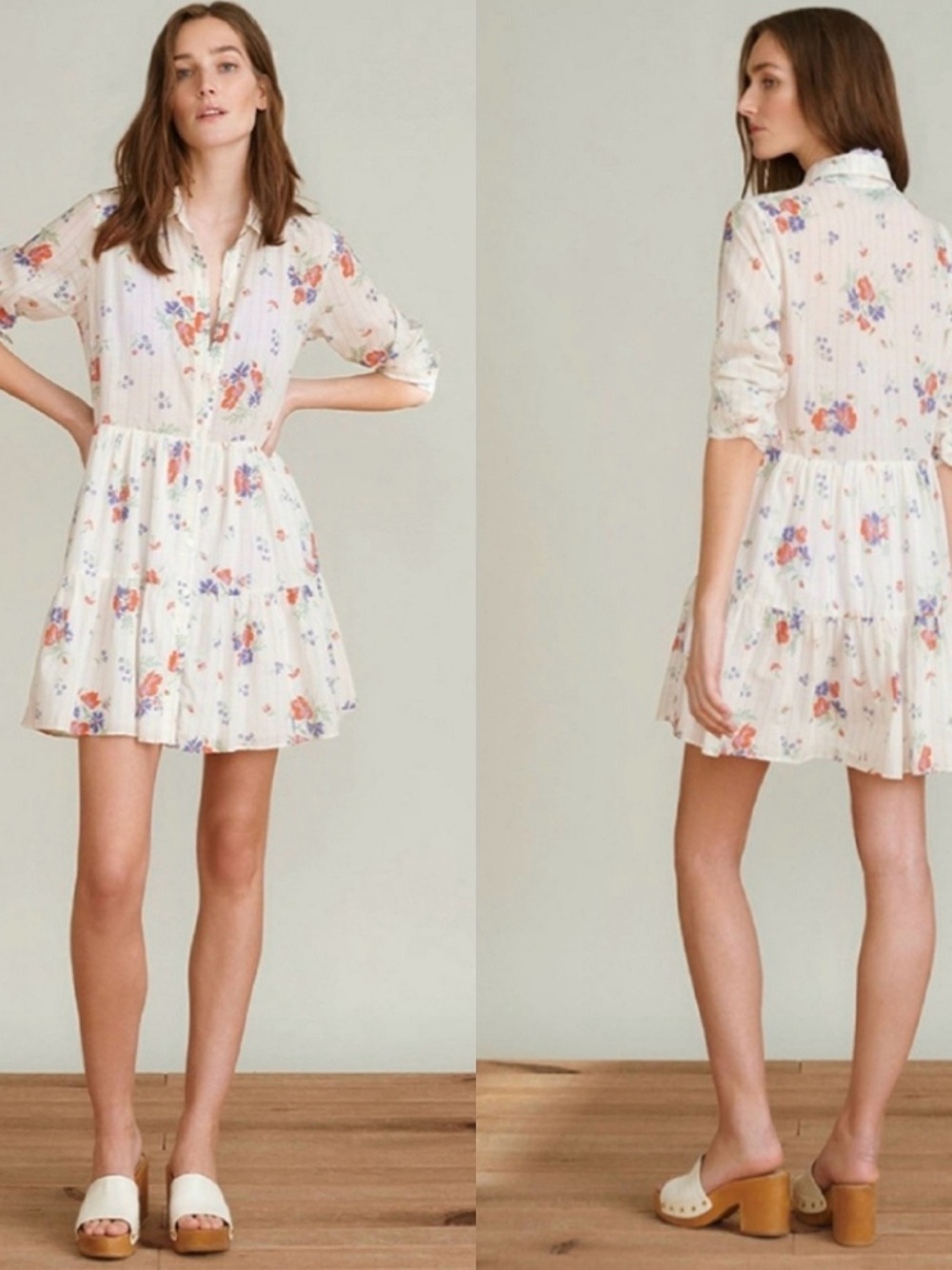 Veronica Beard Jemila Shirtdress in Off White Multi Extra Small